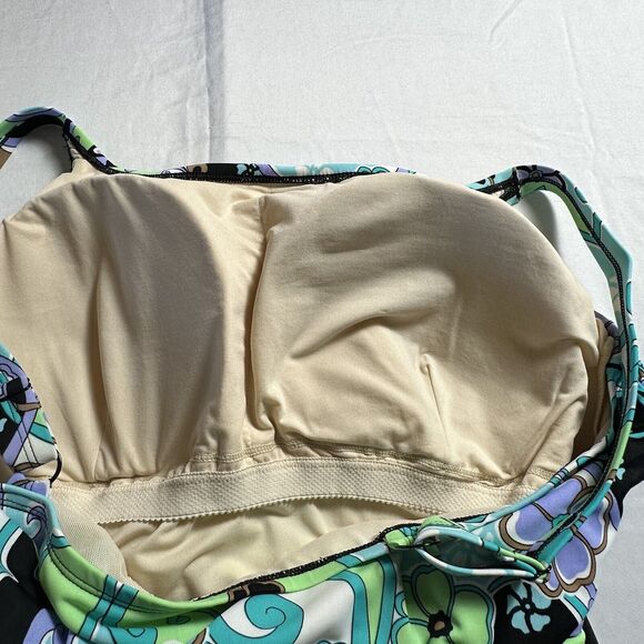 Amoena Women’s 1 Piece Bathing Suit Boho Multicolor V-Neck Skirt Belt Padded 20 - Picture 10 of 10